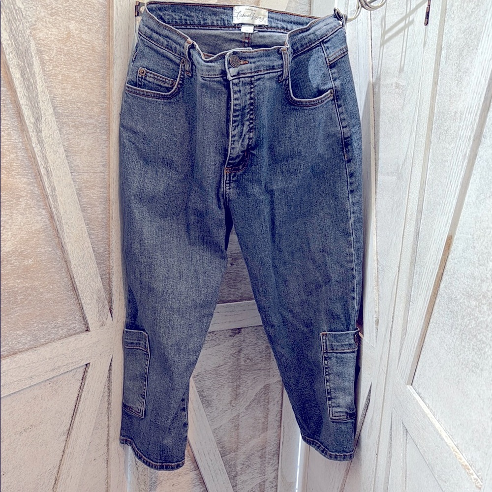 Cropped Blue Denim Jeans, size 10